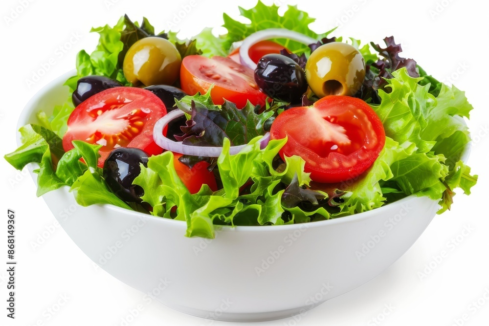 Fresh Green Salad with Tomatoes, Olives, and Red Onion Fresh Green Salad with Tomatoes, Olives, and Red Onion