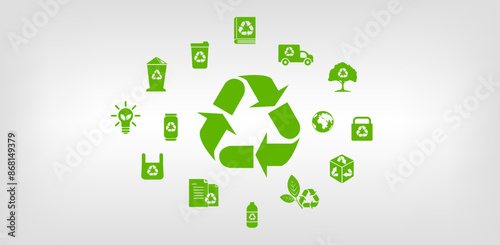 Abstract icons representing the ecological call to recycle and reuse.