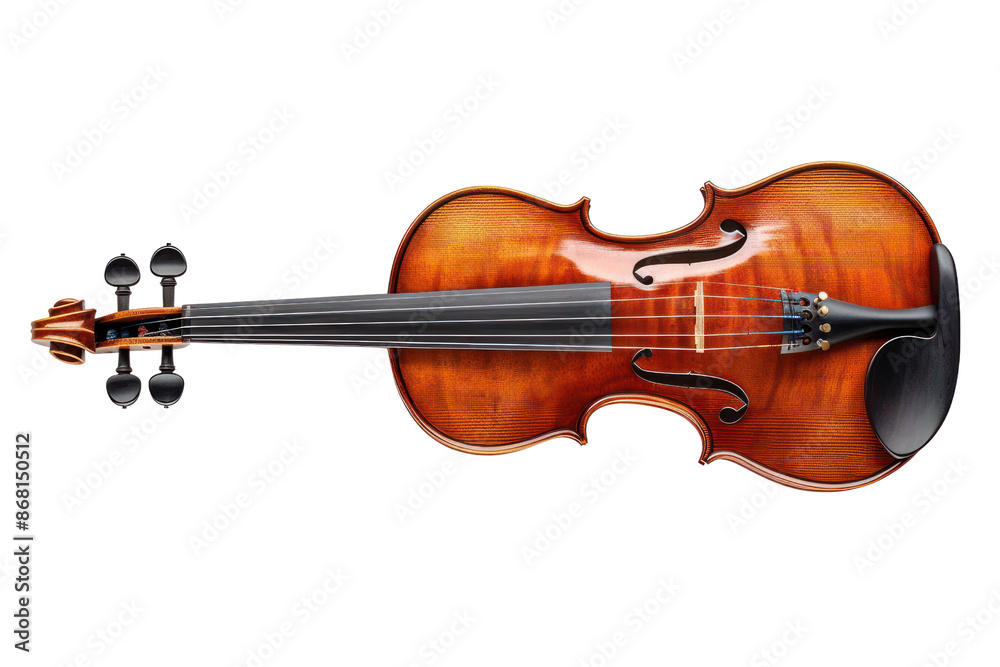 Fototapeta premium High-quality violin close-up, showcasing finely crafted woodwork with strings and bridge details. Perfect for music and instrument themes.