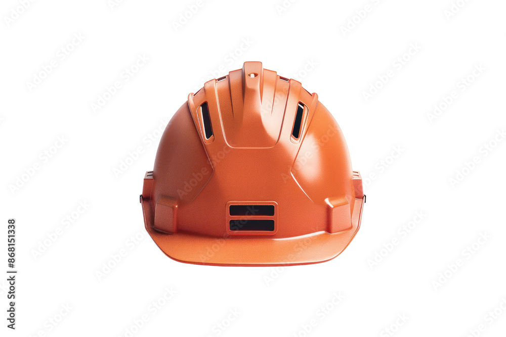 Orange safety helmet isolated on white background. Essential protective gear for construction and industrial work environments. Orange safety helmet isolated on white background. Essential protective gear for construction and industrial work environments.
