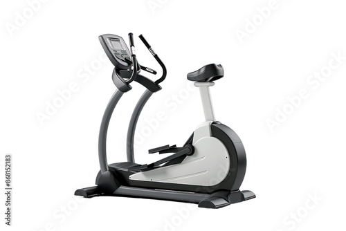 Modern stationary exercise bike ideal for indoor workouts, featuring adjustable settings and a digital display for tracking fitness progress. photo