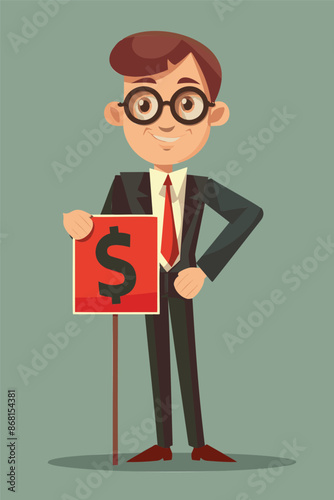 Businessman with Fixed Percentage Sign Representing Constant Interest Rates for Mortgages, Loans, and Investments