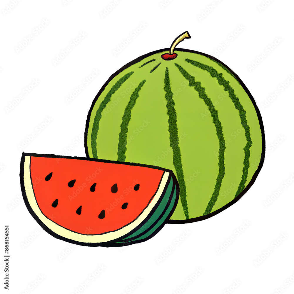 A whole watermelon with a sliced piece A whole watermelon with a sliced piece
