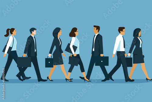 Businesspeople Walking with Personal Goals for Career Development and Job Evaluation