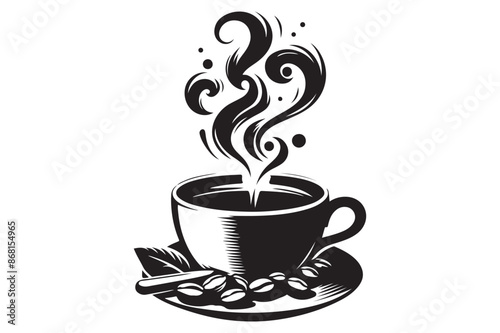 Coffee Cup with Smoke silhouette vector isolated on a white background