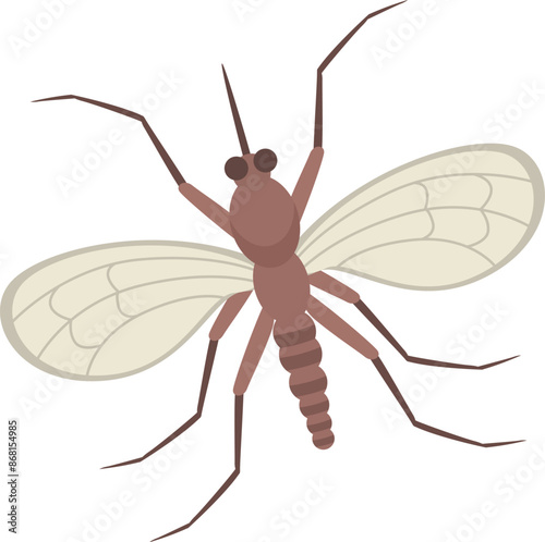 Mosquito spreading malaria and zika virus represented in flat design style over white background