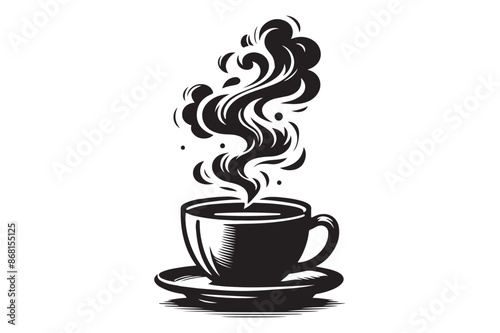 Coffee Cup with Smoke silhouette vector isolated on a white background