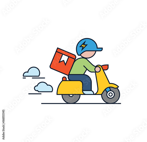 Online delivery service concept, online order tracking, delivery home and office. Scooter and bicycle courier, delivery man. Vector illustration