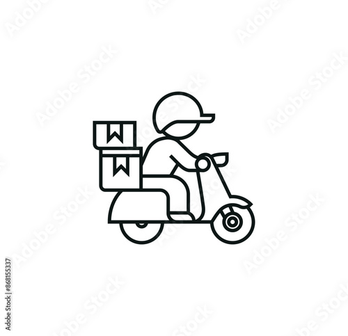 Online delivery service concept, online order tracking, delivery home and office. Scooter and bicycle courier, delivery man. Vector illustration
