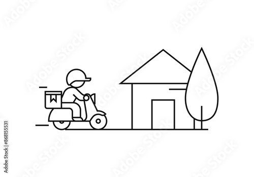 Online delivery service concept, online order tracking, delivery home and office. Scooter and bicycle courier, delivery man. Vector illustration