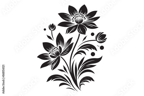 Flower silhouette vector isolated on a white background