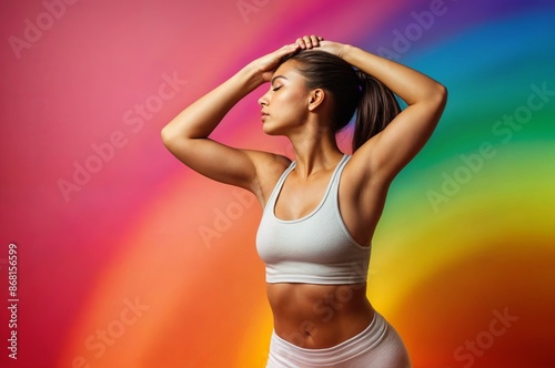 Wallpaper Mural Woman in sportswear posing against colorful background Torontodigital.ca