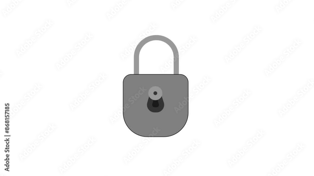 Opening and closing of a lock ,animation with white background Opening and closing of a lock ,animation with white background
