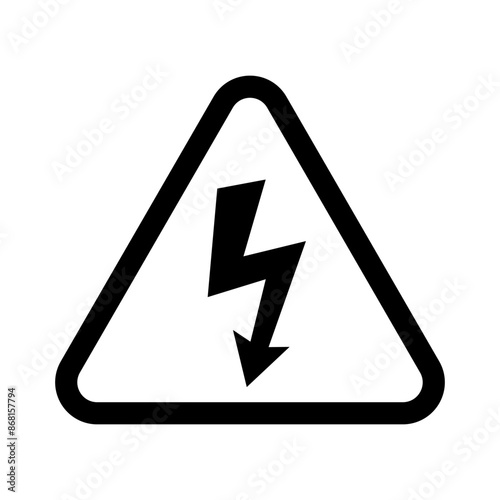 High voltage icon. Warning electricity symbol. Alert, hazard and danger, caution electrical icon. Triangle with lightning sign.