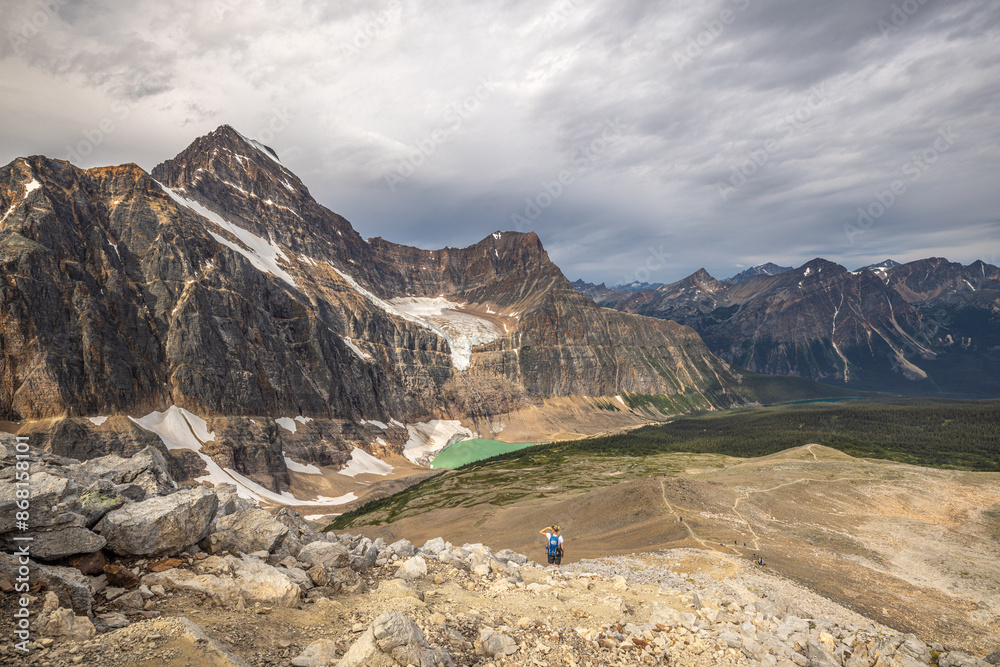 Edith Cavell Mountain and Angel glacier lake, Jasper National Park, Alberta, Canada Edith Cavell Mountain and Angel glacier lake, Jasper National Park, Alberta, Canada