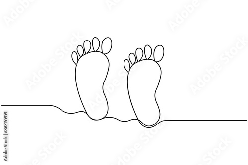 Foot sole continuous one line drawing of isolated outline vector art illustration