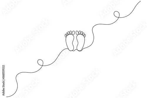 Foot sole continuous one line drawing of isolated outline vector art illustration