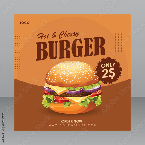Square Burger Flyer For Marketing Purposes, Restaurant Banner, Restaurant Flyer, Restaurant Flyer, Food Banner, Food Flyer, Food Flyer