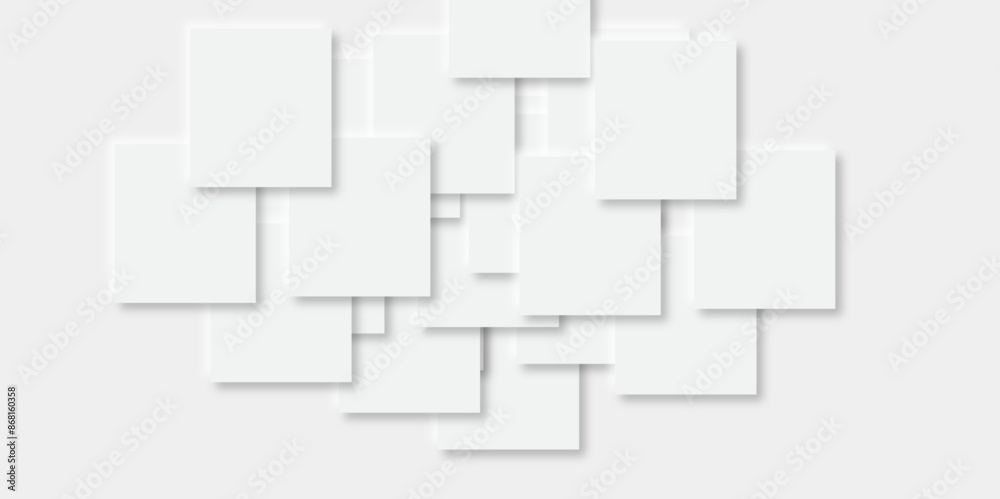 Abstract background with grey tone of many square and rectangles shapes on white background with decorative elements in Neomorphs style with copy space. You can use for add, poster, design artwork. Abstract background with grey tone of many square and rectangles shapes on white background with decorative elements in Neomorphs style with copy space. You can use for add, poster, design artwork.
