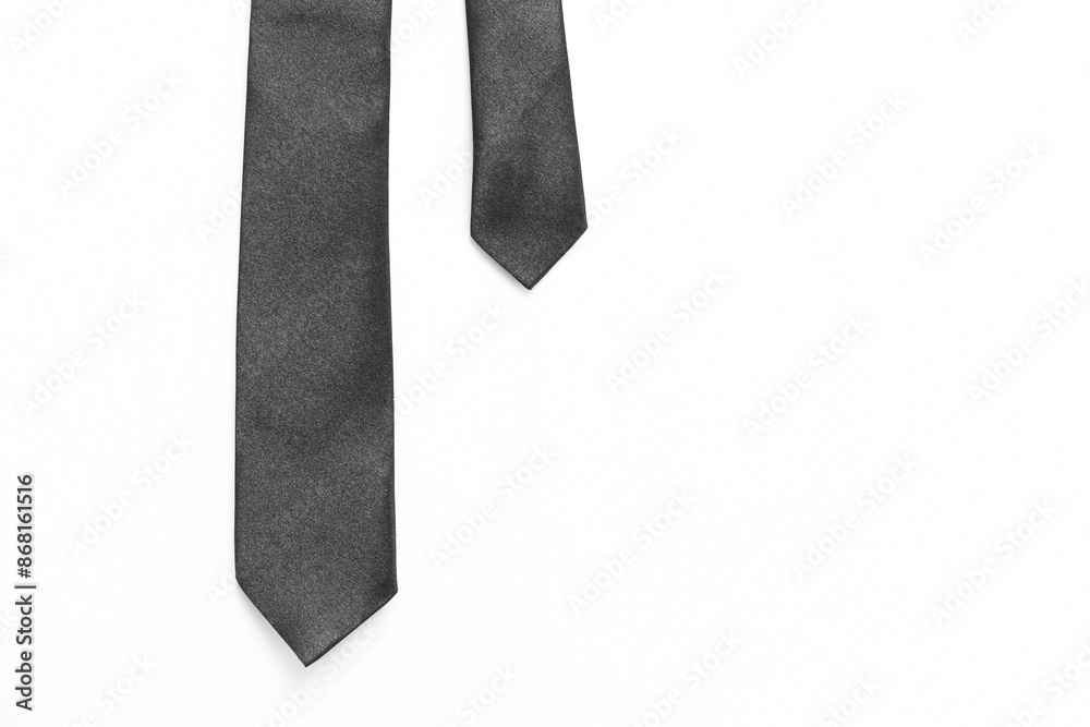 black necktie isolated on white background, father day concept and business style black necktie isolated on white background, father day concept and business style