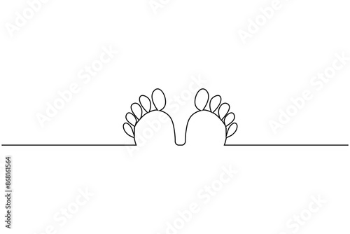 Foot sole continuous one line drawing of isolated outline vector art illustration