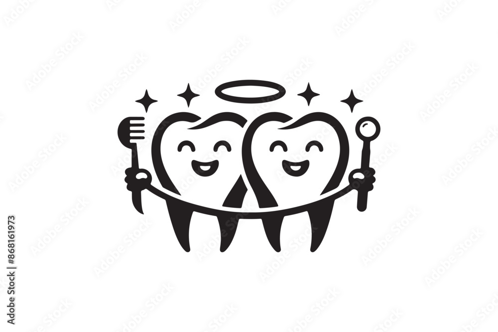Happy teeth vector silhouette Happy teeth vector silhouette