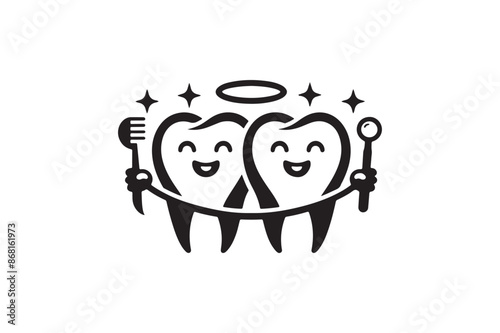 Happy teeth vector silhouette