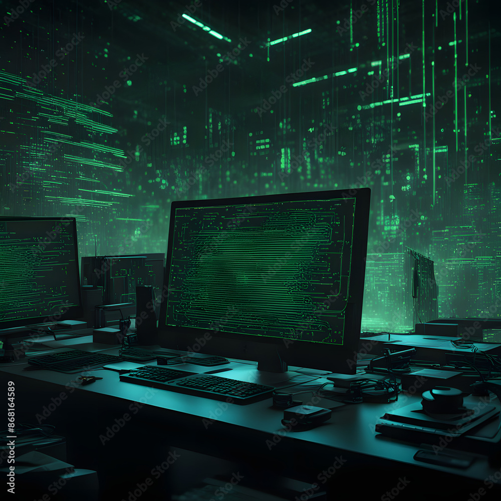 Fototapeta premium computer monitor and computer