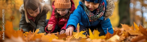 Kids Collecting Autumn Leav...