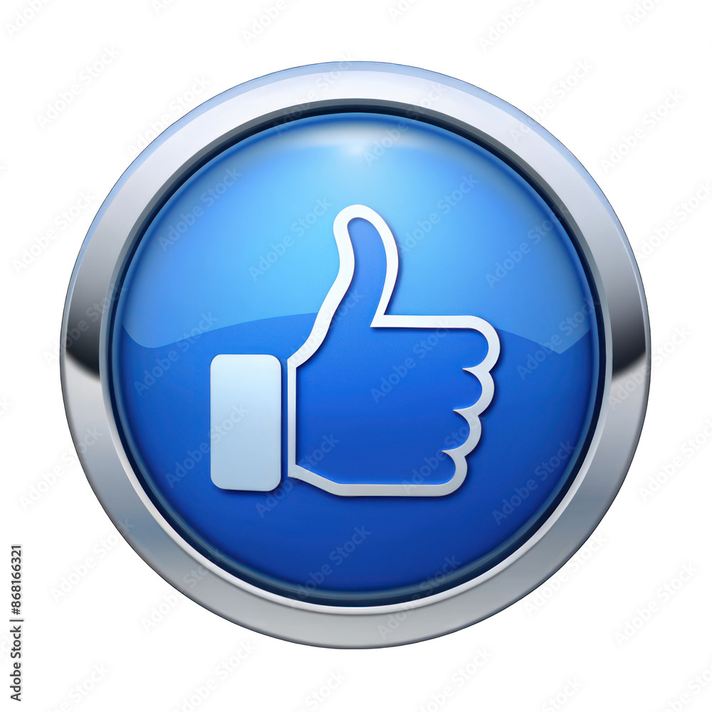 Blue like thumb up button isolated on transparent background Blue like thumb up button isolated on transparent background