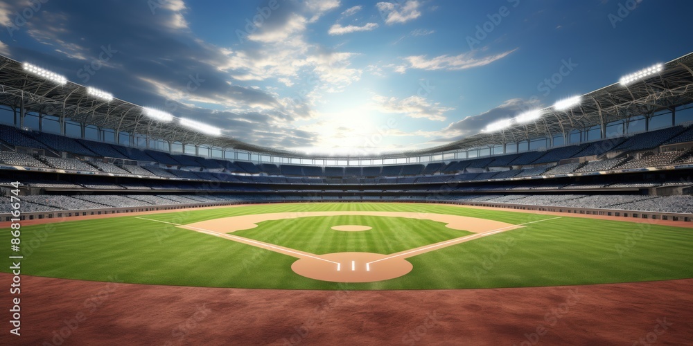 Obraz premium Baseball Stadium Under Sunny Sky