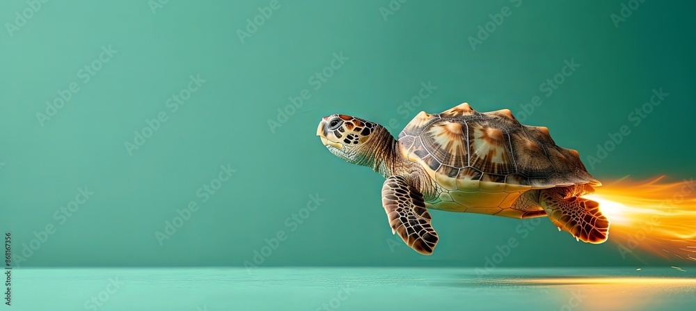 Turtle Rocket Shell Turtle swiftly flying with a rocket. Concept of business career ...