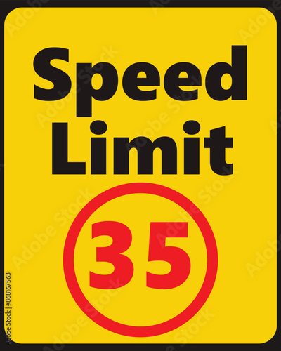 Speed Limit 35 safety signage in vector illustration