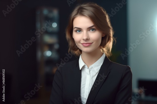 happy young businesswoman smiling at the camera