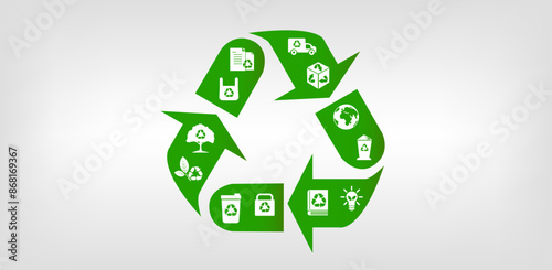 Abstract icon representing ecological call for recycling and reuse. Vector illustration.