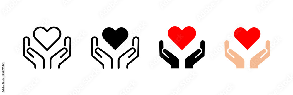 Heart in hands icon. Health care vector illustration. Love and support symbol. Family relations icon. Medicine, charity and aid pictogram. Help and maintenance service concept. Loving symbol Heart in hands icon. Health care vector illustration. Love and support symbol. Family relations icon. Medicine, charity and aid pictogram. Help and maintenance service concept. Loving symbol