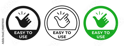 Easy to use badge. Snap of fingers vector illustration. Easy to care label. Simple to use emblem. Finger snapping icon.