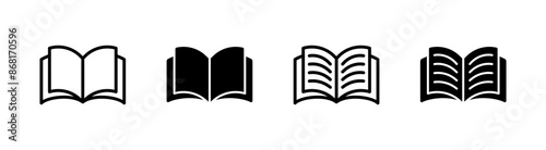 Open book icon. Diary vector illustration. Reading, education or study symbol. Bookshop logo. Notebook pictogram. Textbook icon concept.