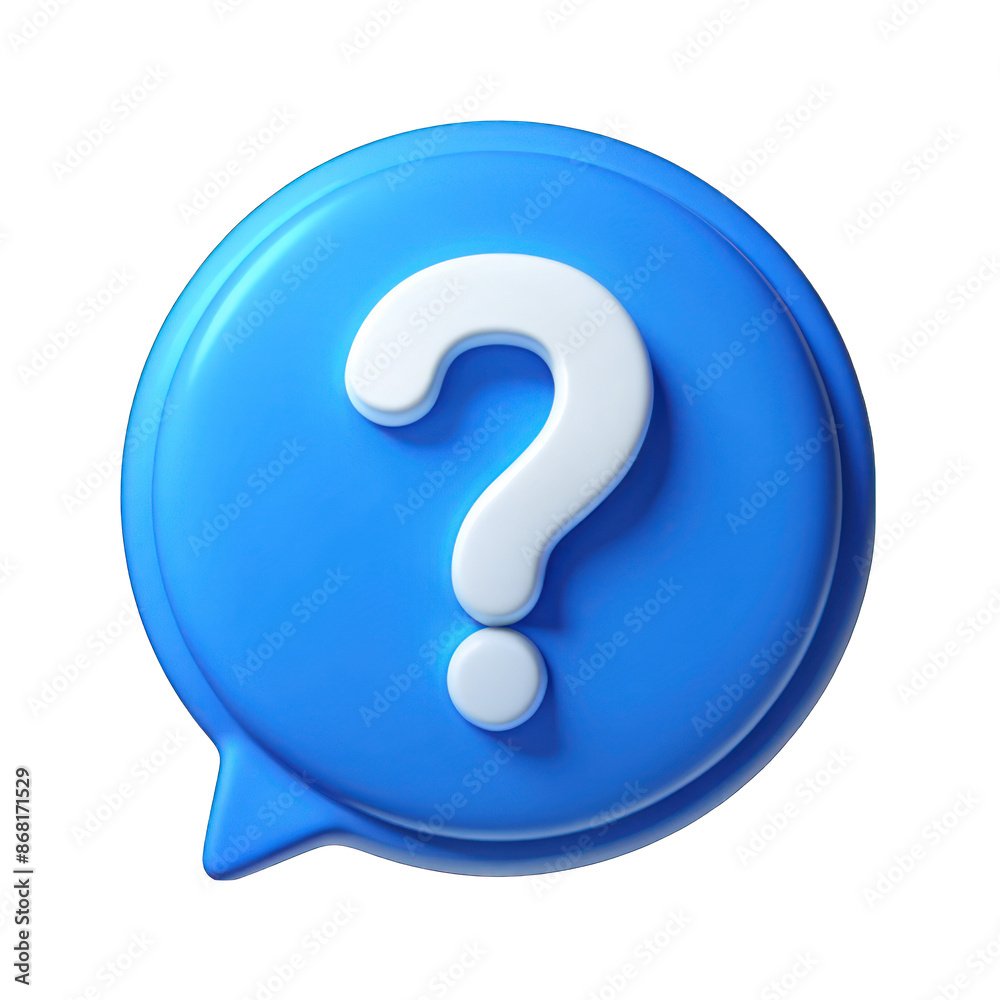 Blue round speech bubble with white question mark isolated on transparent background Blue round speech bubble with white question mark isolated on transparent background