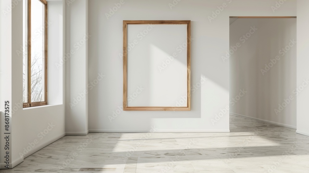 Fototapeta premium Frame on the wall mock up background illustration generated by ai