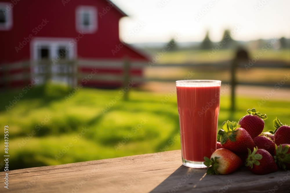 Farm-to-Table: Highlight a fresh juice or smoothie with a backdrop of a village farm. Farm-to-Table: Highlight a fresh juice or smoothie with a backdrop of a village farm.