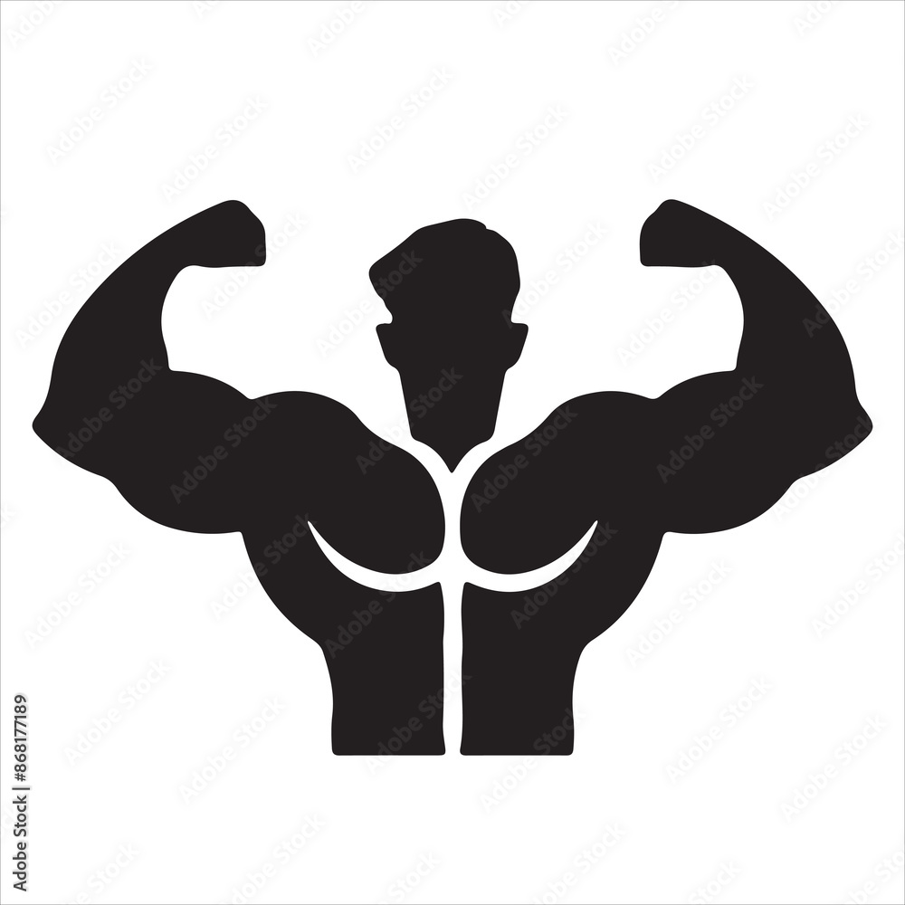 Fototapeta premium gym fitness logo silhouette vector art illustration