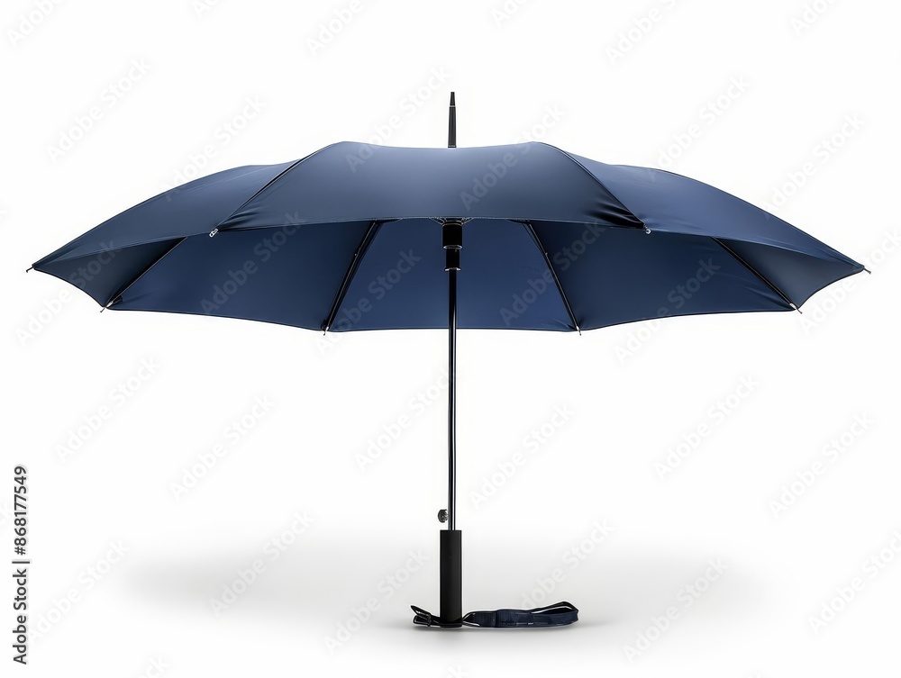 A compact travel umbrella with a sturdy frame and a windproof canopy, white background A compact travel umbrella with a sturdy frame and a windproof canopy, white background