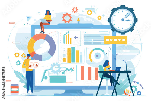 Efficient time management system for project planning, resource allocation, and productivity evaluation using stopwatch and pie chart