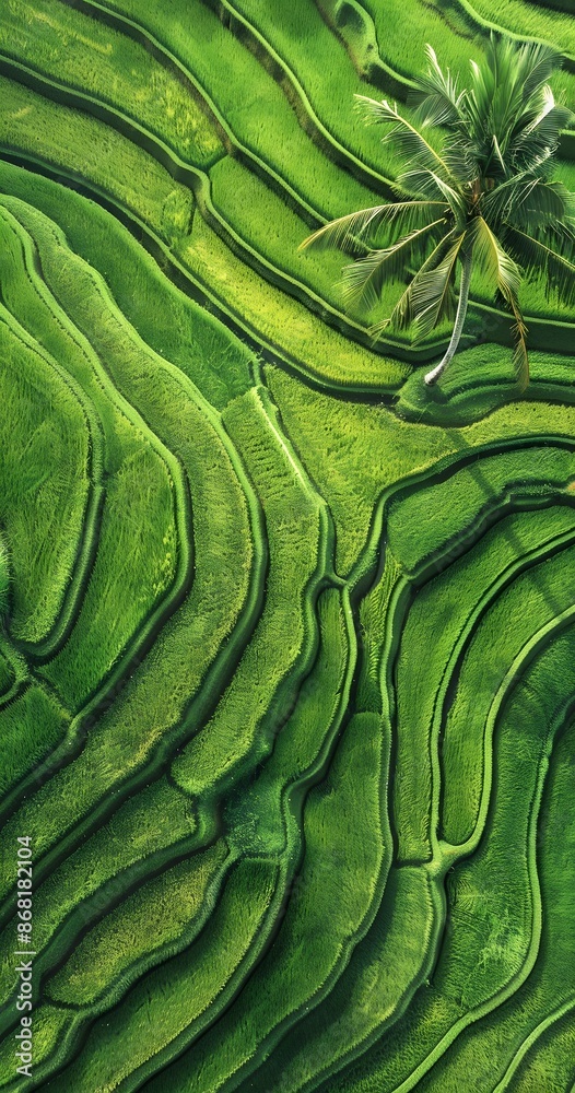 Aerial view of rice paddy fields Aerial view of rice paddy fields