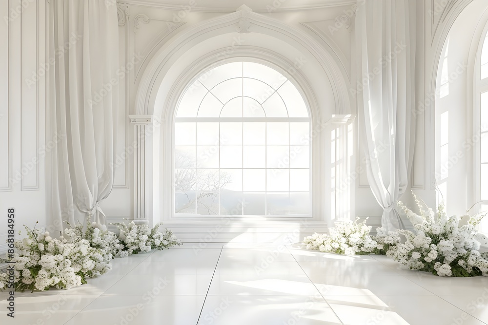 Background wedding with floral and the view outside from windows generative AI
Background wedding with floral and the view outside from windows generative AI