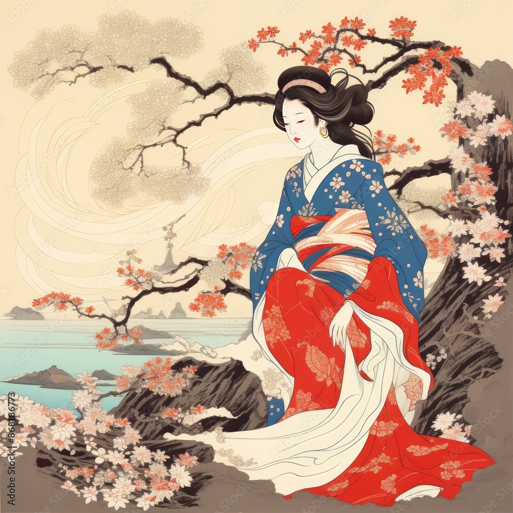 Fototapeta premium Japanese Paintings Art Mythical creatures in artwork