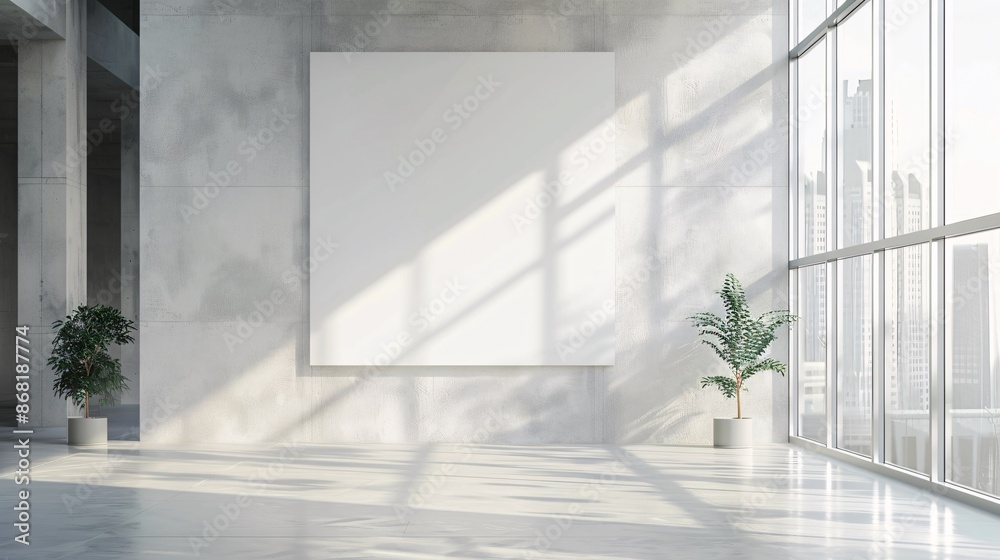 Fototapeta premium Modern bright interiors apartment with mockup poster frame. 3D rendering.