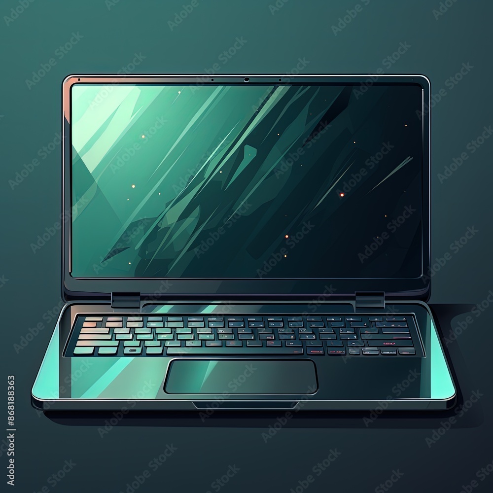 A vector illustration of a laptop in dark palette A vector illustration of a laptop in dark palette