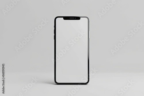 Smartphone mockup with blank white screen on a white background. Modern mobile phone with blank display. Use for app, website or game design presentation